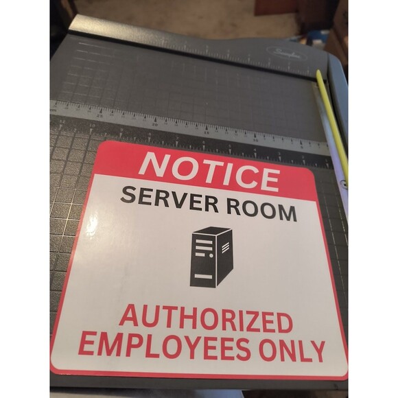 Decal Sticker Sign Server Room Waterproof Vinyl - Picture 2 of 3
